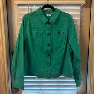 Cato Teal Green Button-Front Jean Jacket